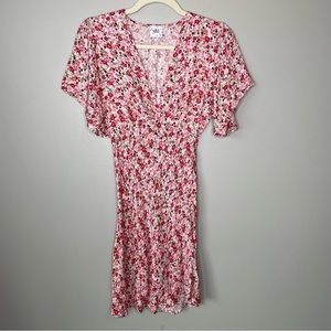 Y&I Pink Dainty Floral Flutter Sleeve Mini Dress Size Small